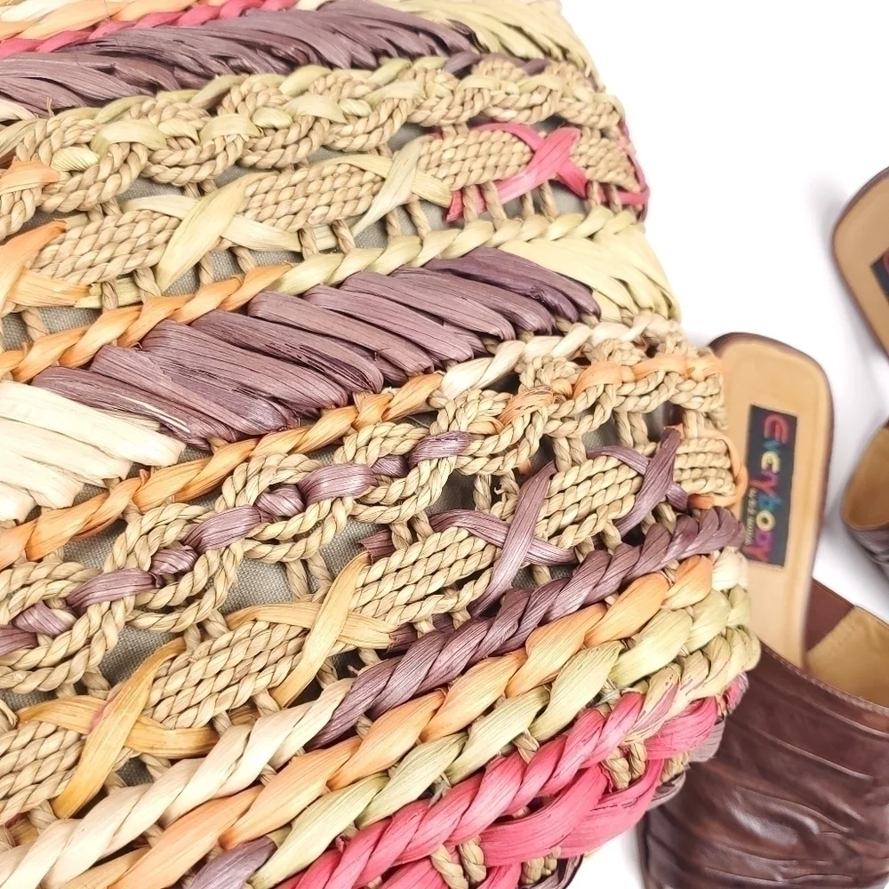 Miami Blue Multicolored Straw Beaded Hobo - Picture 3 of 13